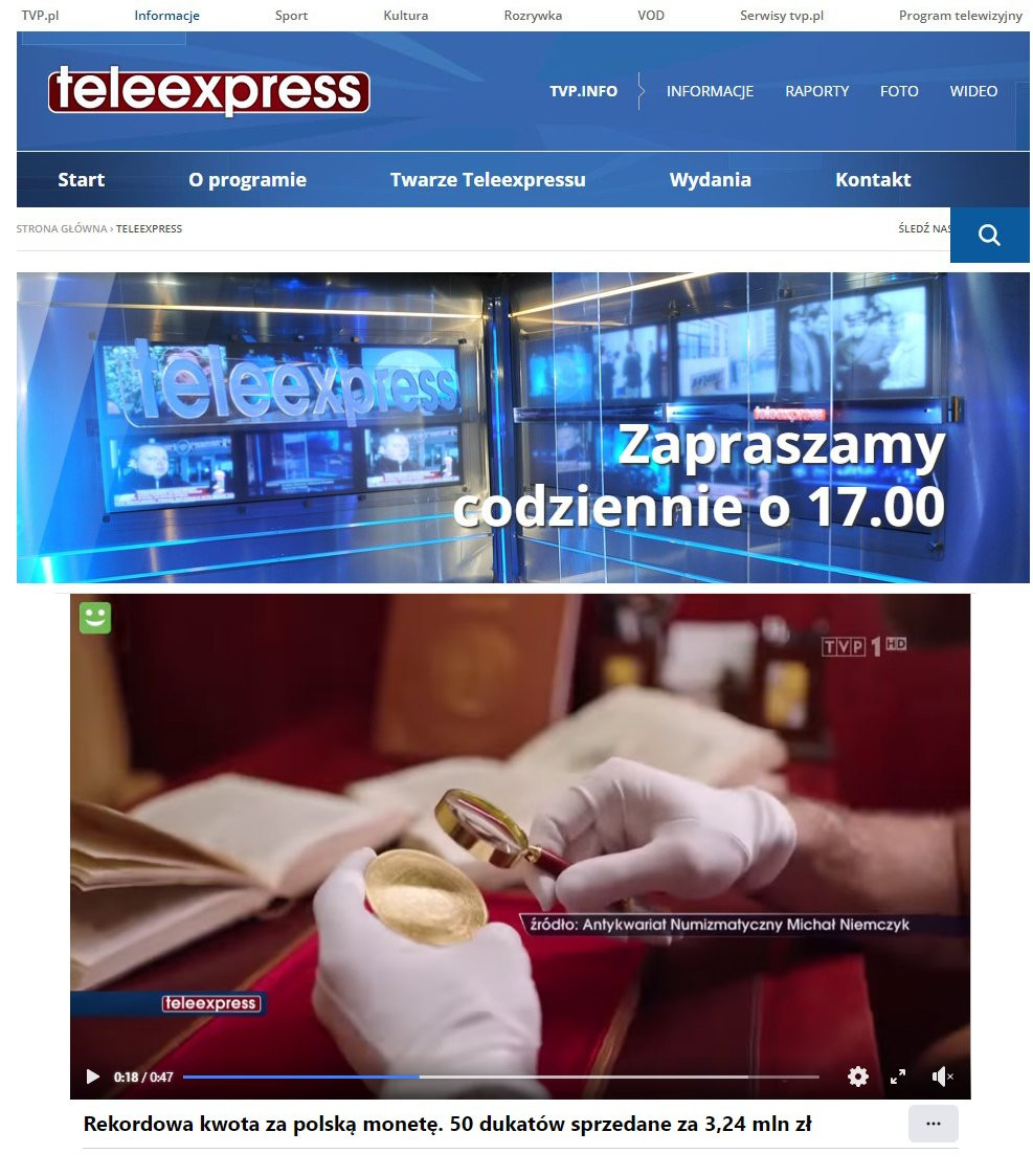 Teleekspress - Rekordowa kwota za polską monetę. 50 dukatów sprzedane za 3,24 mln zł